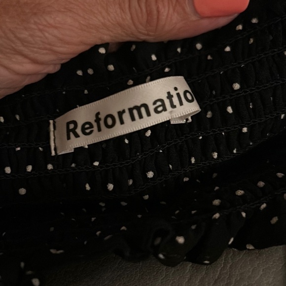 Reformation Elle Smocked Polka Dot Dress Size 8 - Picture 3 of 16